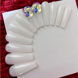 Milky white press on nails